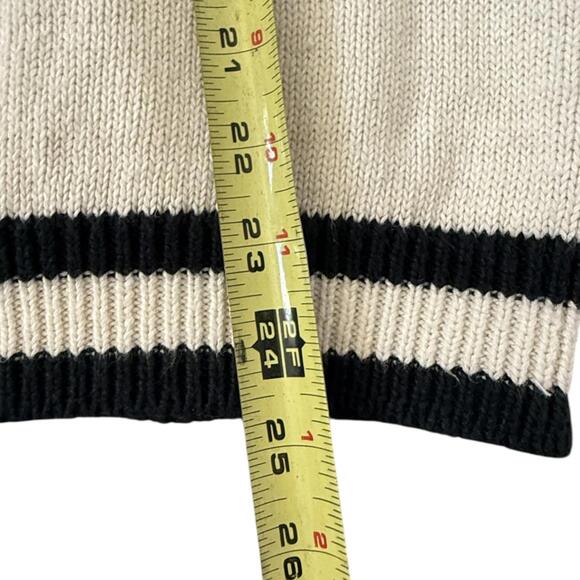 Vintage CHAUS Black Cream Diamond Knit Sweater 90s Ramie Cotton Preppy S - Picture 5 of 5